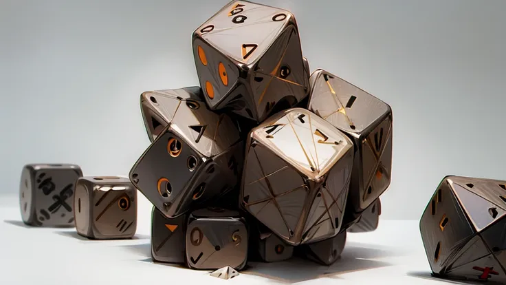 four dice, empty background