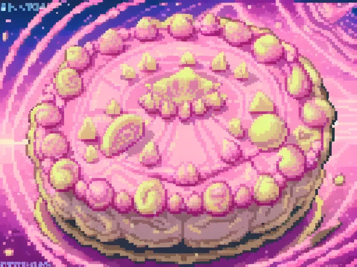 ((ultra detailed pink cake cream))(pink there、white、yellow、viola)、cozy pastries、lighting particles、dynamic light effects、futuris...