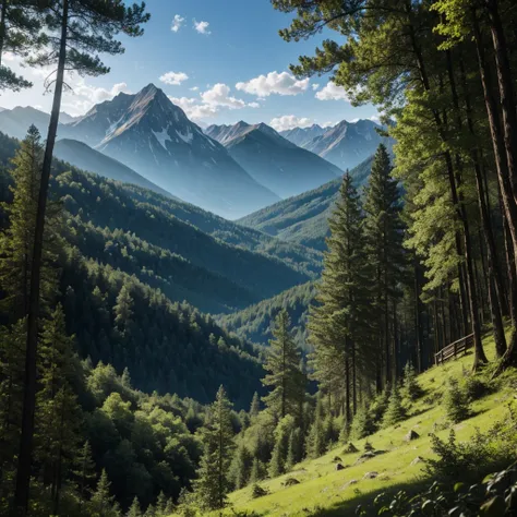 a clearing in a mountain forest