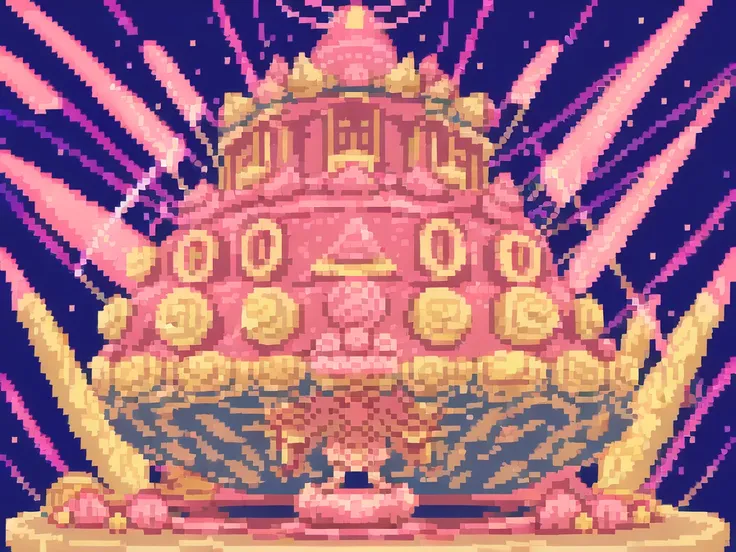 ((ultra detailed pink cake cream))(pink there、white、yellow、viola)、cozy pastries、lighting particles、dynamic light effects、futuris...