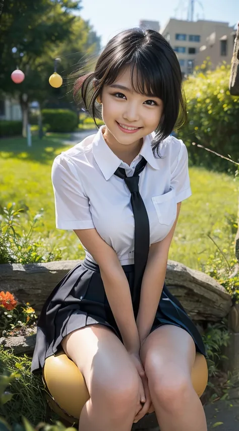 （8K、Raw photography、Highest quality、masterpiece：1.2),(Black Hair、Dark Eyes:1.9),(High school girls、school uniform:1.6)、View your audience,Viewed from the front,White skin,(:1.3)、(Tight waist:1.6)、(Clothes that accentuate the shape of the breasts:1.0)、(Big ...