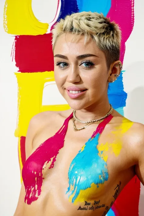 Colorful painting of Miley Cyrus