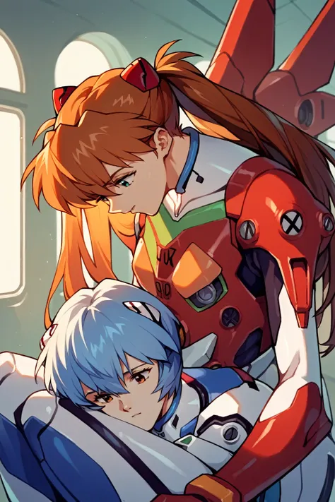 score_9, score_8_up, score_7_up, score_6_up, score_5_up, score_4_up, (source_anime), 2girls, evangellion, asuka langley, rei aya...