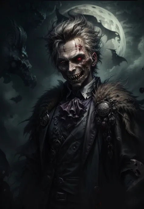 image of a man in a dark suit against the backdrop of the full moon, dark fantasy portrait, portrait of a blood hunter, dark fantasy art, dark fantasy character design, Fantasy portrait, Epic fantasy portrait, portrait of the old necromancer, dark fantasy,...