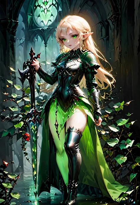 dark fantasy art, fantasy art, goth art,  a picture of the elf princess zelda as vampire, exquisite beauty, full body shot, dark...