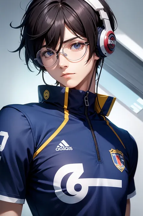 Ren Amamiya Persona,Boy Anime,football uniform, glasses, headphones on head