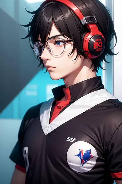 Ren Amamiya Persona,Boy Anime,football uniform, glasses, headphones on head