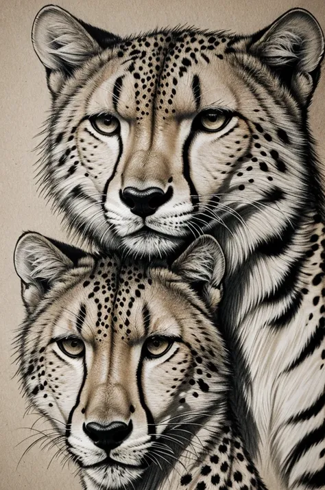 Cheetah and wolf drawing
