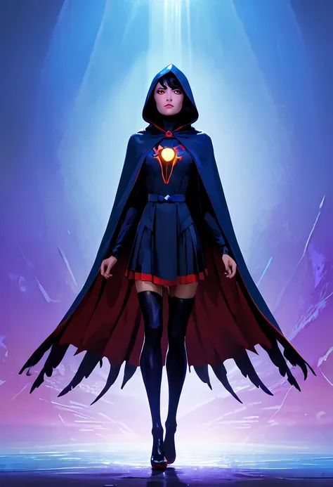 (masterpiece, 8k, uhd, high resolution: 1.4), stylized portrait of raven from teen titans in spider-verse style, (classic raven ...