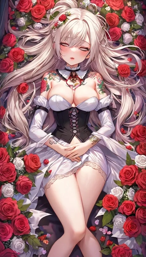 {{{{{16k}}}}}, {{{{{transforming a pure corpse girl into her facial rank and tits rose to the SSS rank of top-notch pretty actresses, She is laid on an coffin of flowers bouquets of flowers are stabbed all over her body and her body becomes more curvy, she...