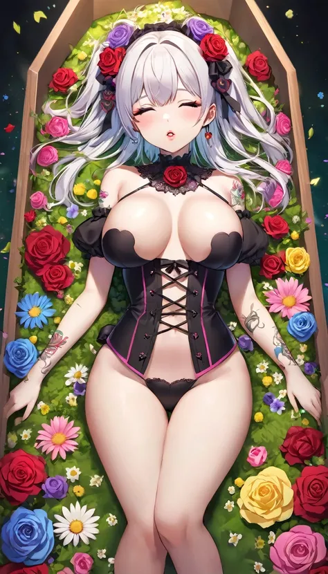 {{{{{16k}}}}}, {{{{{transforming a pure corpse girl into her facial rank and tits rose to the SSS rank of top-notch pretty actresses, She is laid on an coffin of flowers bouquets of flowers are stabbed all over her body and her body becomes more curvy, she...