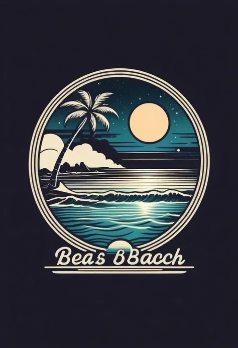 night beach logo retro vintage 50s style
