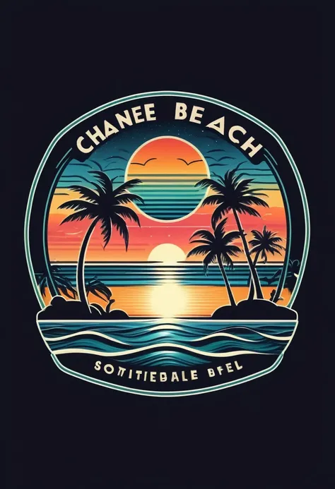 night beach logo retro vintage 50s style
