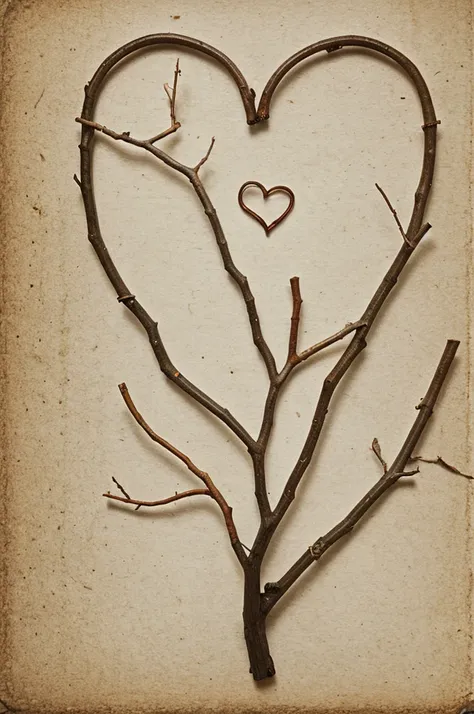 a heart and tree twigs as if they sprung from the heart 