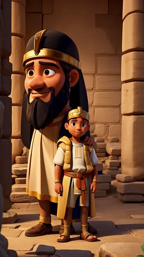 Create images of Joseph from the bible with his father Jacob  with the king of Egypt 
