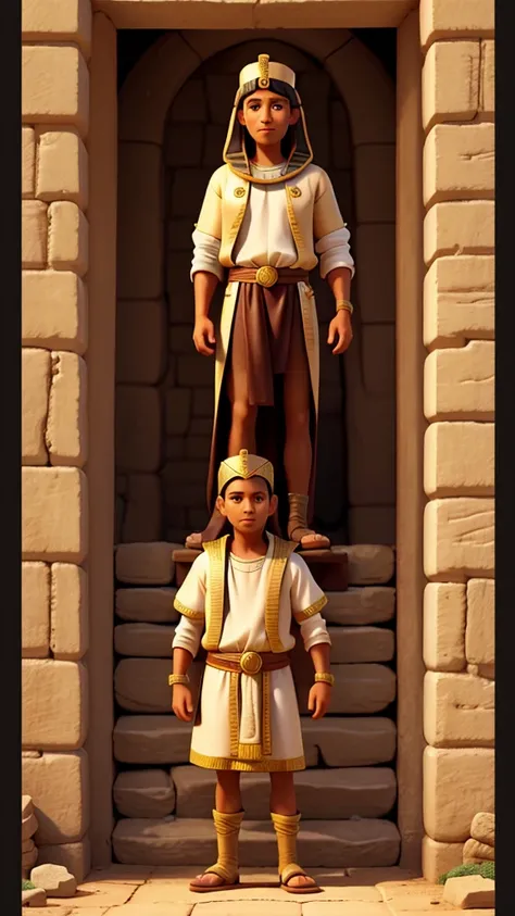 Create images of Joseph from the bible with his father Jacob  with the king of Egypt 
