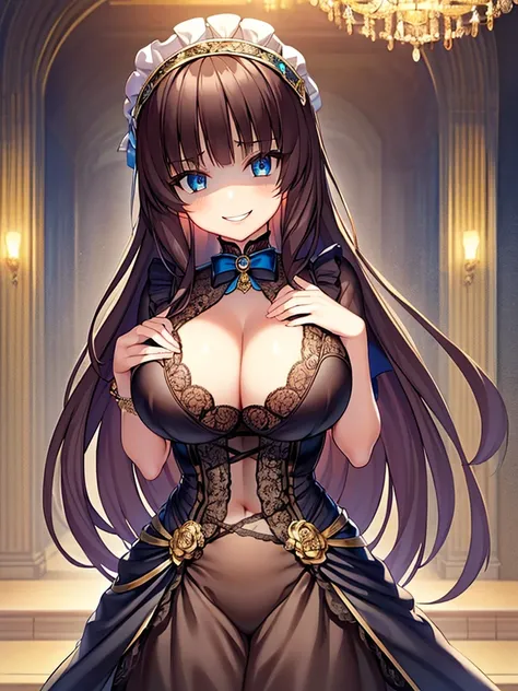 ((Anime art style)),(masterpiece),(Highest quality), (Very detailed),((Very delicate and beautiful)),((alone)),((whole body)),((1 princess in a gorgeous Victorian dress)),Lots of frills,Detailed face and eyes,Jewel-like eyes,((There is a volume and、Very lo...