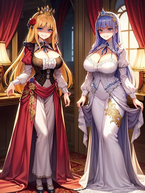 ((Anime art style)),(masterpiece),(Highest quality), (Very detailed),((Very delicate and beautiful)),((alone)),((whole body)),((1 princess in a gorgeous Victorian dress)),Lots of frills,Detailed face and eyes,Jewel-like eyes,((There is a volume and、Very lo...