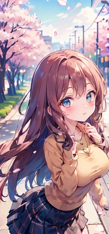 ((table top, highest quallity, high resolution, nffsw, pixel perfect, Written limit depth, 4K, nffsw, nffsw))), 1 girl, Solteiro, standing alone, cute anime girl, beautiful art style, anime character, ((long hair, bangss, chestnut hair)), ((greeneyes:1.4, ...