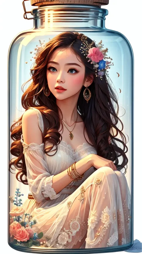 (masterpiece, best quality:1.2), girl in a bottle, alone