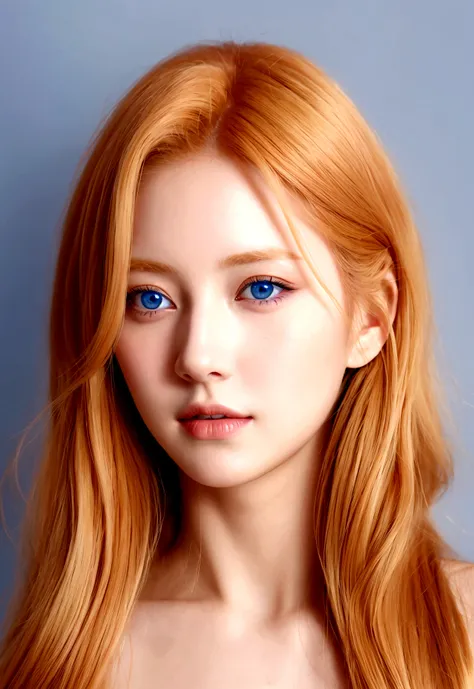 Woman with honey colored hair  , medium blue eyes , muka