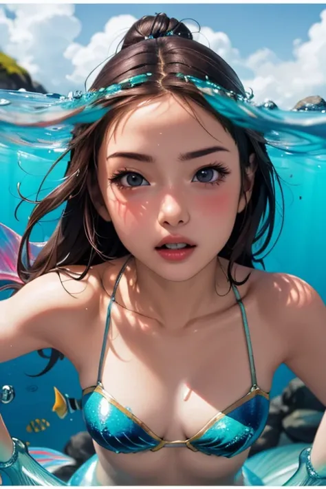 Highest quality　High resolution　Simple　Cute mermaid girl　