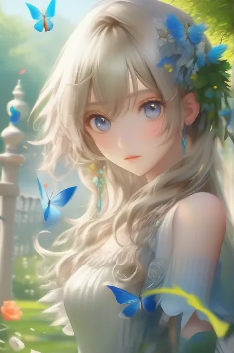 masterpiece,extremely best quality, official art, cg 8k wallpaper, (Fantasy Style:1.1), (artistic atmosphere:1.2),(full body:1.4),
(A lightly dressed but elegant and ladylike lady strolling through the morning mist in the garden. She has a beautiful face a...