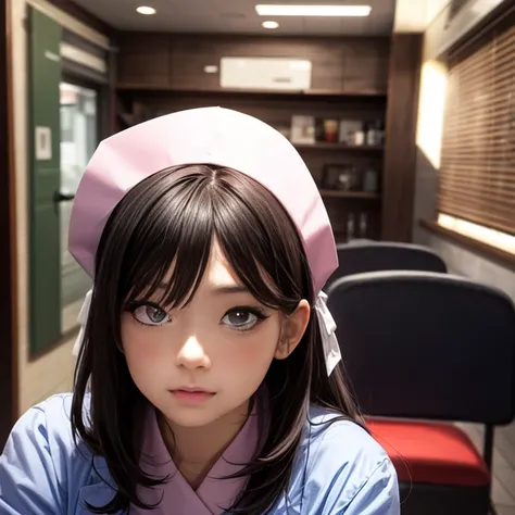 StandingFullBody, (KAWAII girls in Kidzania) trying on a Nurse uniform, extremely detailed eyes and face, beautiful detailed lips, longeyelashes, intricate costume details, realistic lighting, warm color tones, (best quality,4k,8k,highres,masterpiece:1.2),...