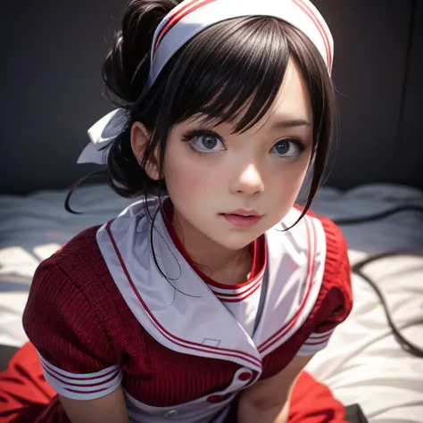 StandingFullBody, (KAWAII girls in Kidzania) trying on a Nurse uniform, extremely detailed eyes and face, beautiful detailed lips, longeyelashes, intricate costume details, realistic lighting, warm color tones, (best quality,4k,8k,highres,masterpiece:1.2),...