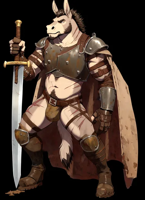 solo sexy young anthro furry donkey hyena hyena male mercenary medieval solider, tall slim sexy slim muscular, anthro handsome g...