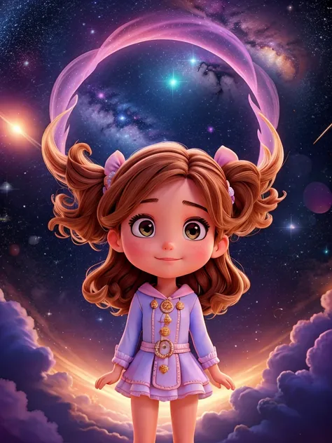 high detail, super detail, super high resolution, girl enjoying her time in the galaxy of dreams, surrounded by stars, a warm light sprinkled on her, The background is a starry sky with colorful galaxies and galaxy clouds., stars flying around, delicate fa...