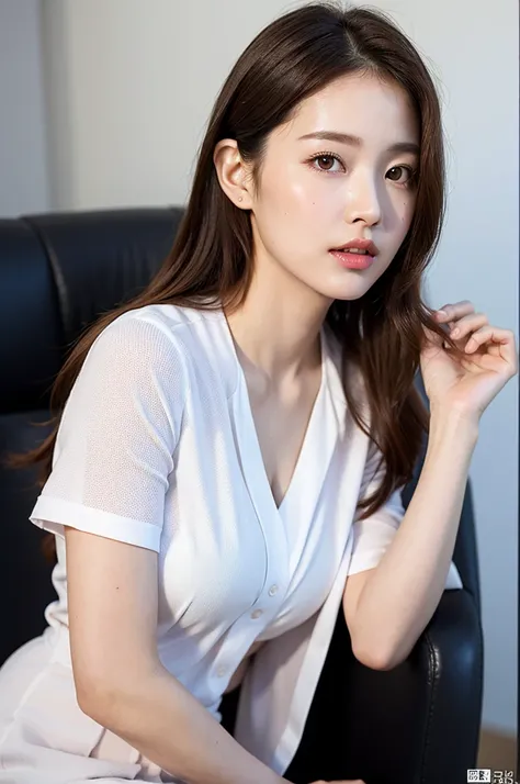 Mature Young,Office Clothes,Erotic style,very cute,whole body,Beautiful and soft skin、Perfect Face、Perfect Face,Gorgeous long brown hair,8K resolution,Ultra-realistic,Very detailed,high quality,Fashionable erotic beautiful immature woman ,(Look at the view...