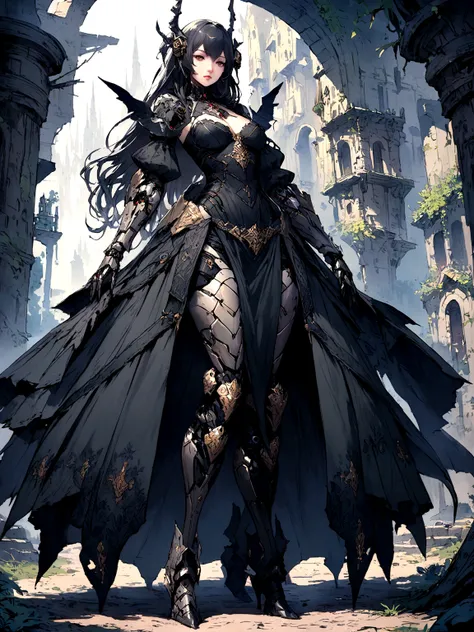 Concept Art　cyborg　Integration with mechanization　Gothic　Dark fantasy　middle ages　beautiful girl　