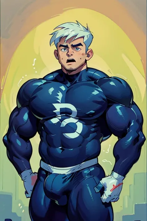 Danny Phantom and Dash Baxter, football field, ghost, hypnosis, jock, conversion, locker room hallway, hyper muscles, jockstrap, bro, meathead, hypnotized, brainwashed, brainwashing, big dumb jock, football. Glowing blue eyes. Hyper crotch bulge. Massive b...