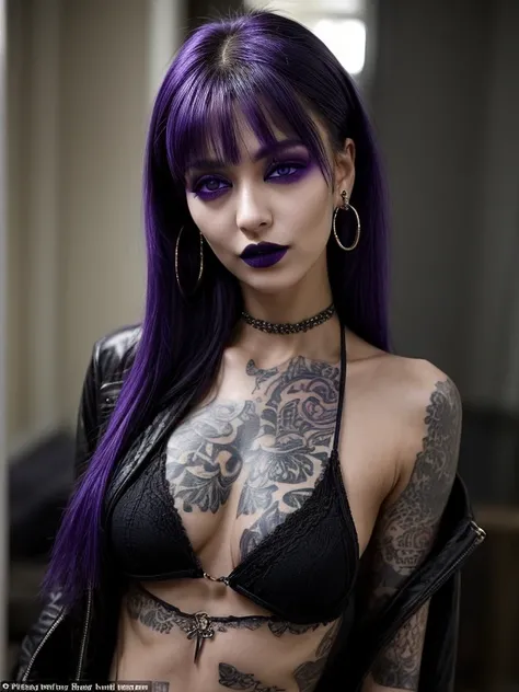 Jerica, on the other hand, was a marked contrast- she was thin, or at least slender, and obviously into the goth scene. Her skin was pale, she wore black or dark purple lipstick and eyeshadow, and her black bobbed hair was shorter on one side and had purpl...