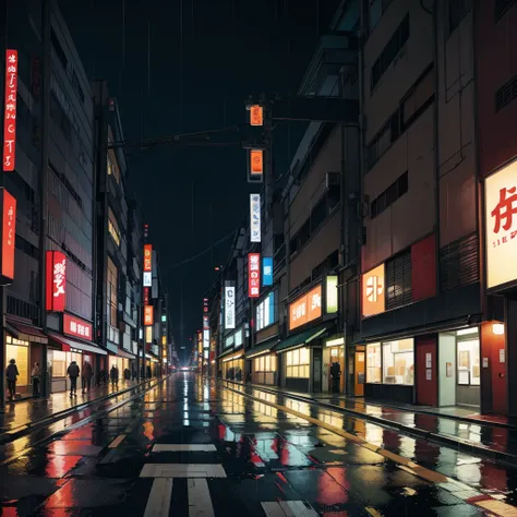 background, tokyo street, empty, dark, rainy