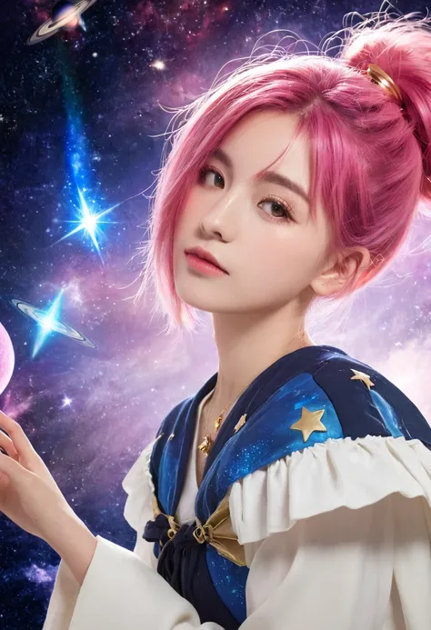 1 Girl, Star Mage, pink hair maria chiquina, Space comets,