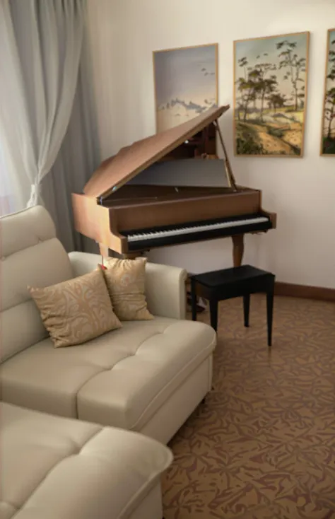 (((mantenha todos os demais elementos da imagem carregada, não alterar nenhiman elegant black grand piano, photorealistic, 8k, h...