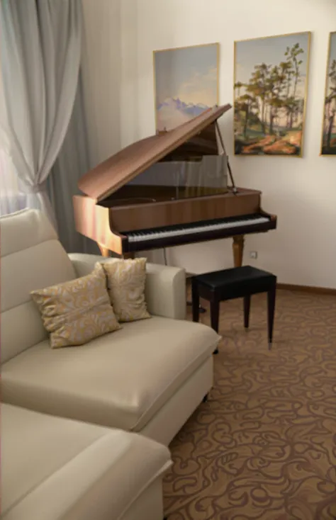 (((mantenha todos os demais elementos da imagem carregada, não alterar nenhiman elegant black grand piano, photorealistic, 8k, h...