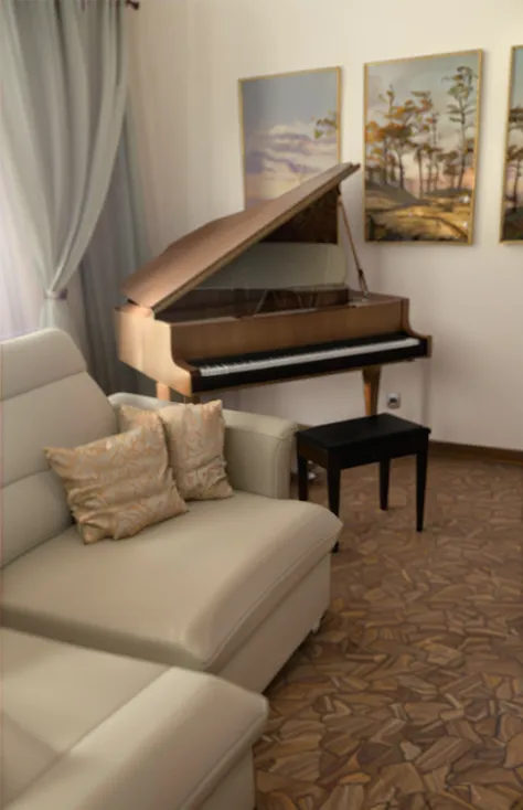 (((mantenha todos os demais elementos da imagem carregada, não alterar nenhiman elegant black grand piano, photorealistic, 8k, h...