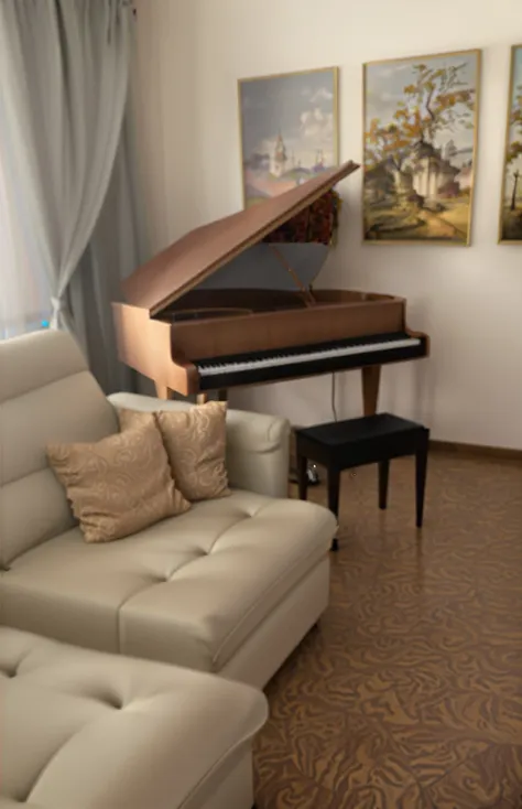 (((mantenha todos os demais elementos da imagem carregada, não alterar nenhiman elegant black grand piano, photorealistic, 8k, h...