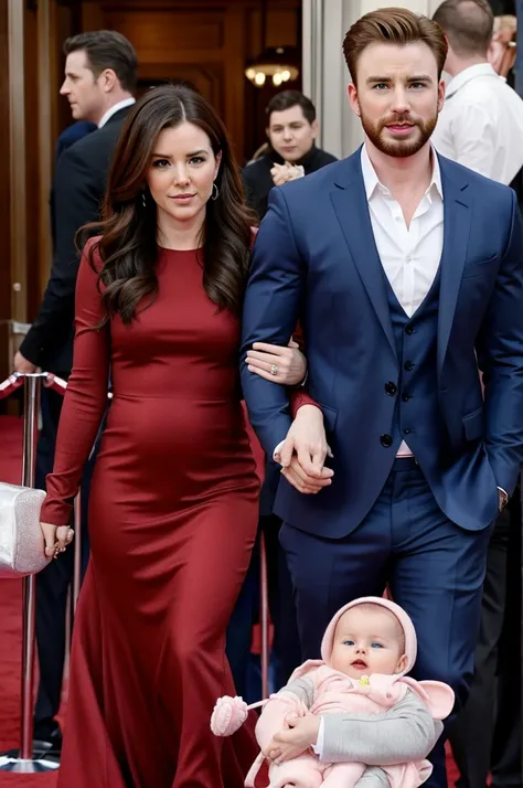 Chris Evans and his wife at their baby girl&#39;s gender reveal
