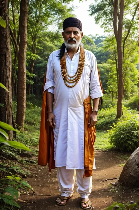 Standing God Guru Ragavendra swamy with wearing like king suit in nature