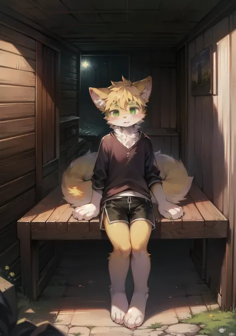 A detailed, high-quality Stable Diffusion prompt for the given theme:

a masterpiece, high quality, surreal, digital art, from dagashi, yes, green hills, single character, (fluffy fur:1.1), (bright:0.8), anthropomorphized male cat, young, pitiful, (green e...