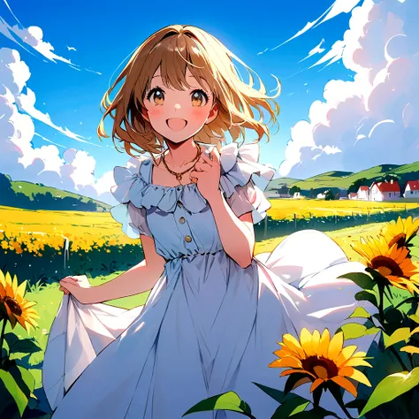 Summer nostalgic countryside smiling girl