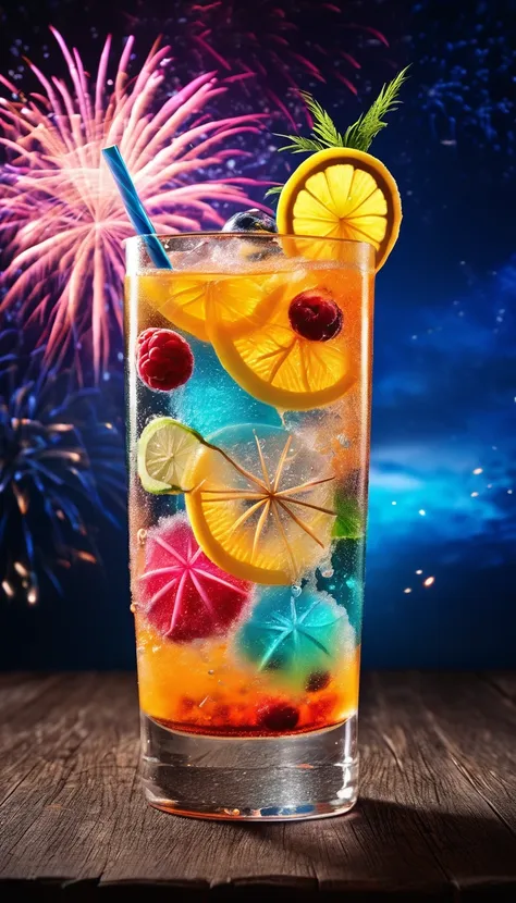 best quality, raw photo, photorealistic, 2.5d, delicate and dynamic depiction, colorful and delicious cocktail drinks, colorful ...