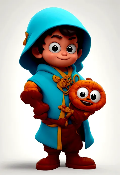 Cartoon character of a young Leonado DaVinci, he is designed to be a company mascot, simple 3D styke  Pixar, 