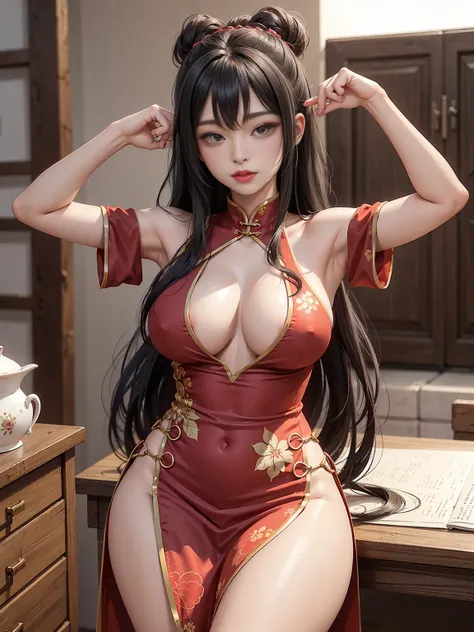 China dress、Nipples、Large Breasts、