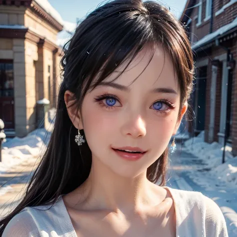 ExtremelyDetailed KAWAII SchoolGirls standing in glowing snow dust, Stunning detailed eyes, beautiful detailed lips, extremely detailed eyes and face, long eyelashes, detailed snow fairy, glowing snowflakes, intricate snowy background, soft blue and silver...