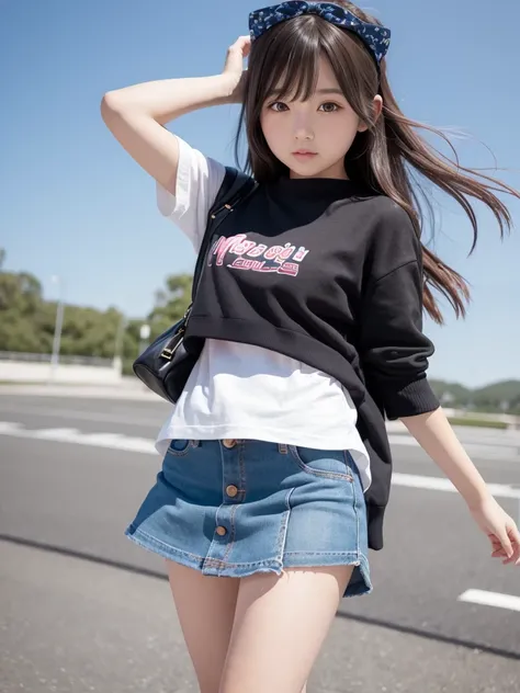 Very cute girl、mini skirt,